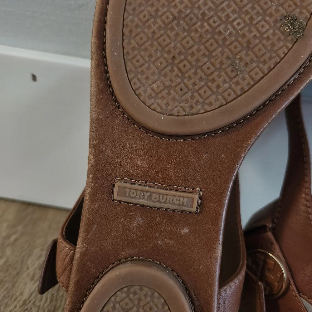 Tory Burch Brown Leather Minnie Convertible Sandals Size 7